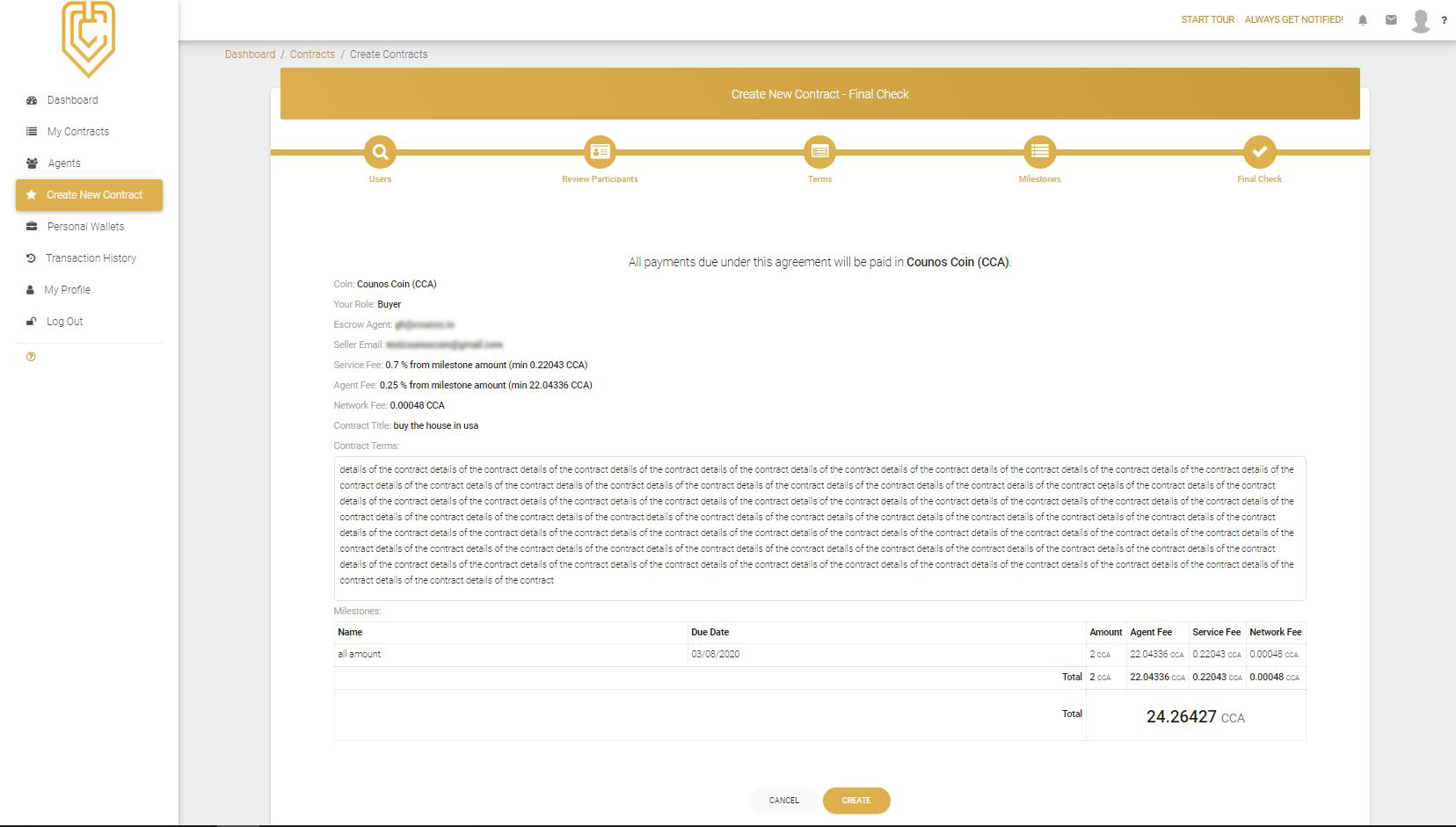 you can go to the final check step to review your contract one last time